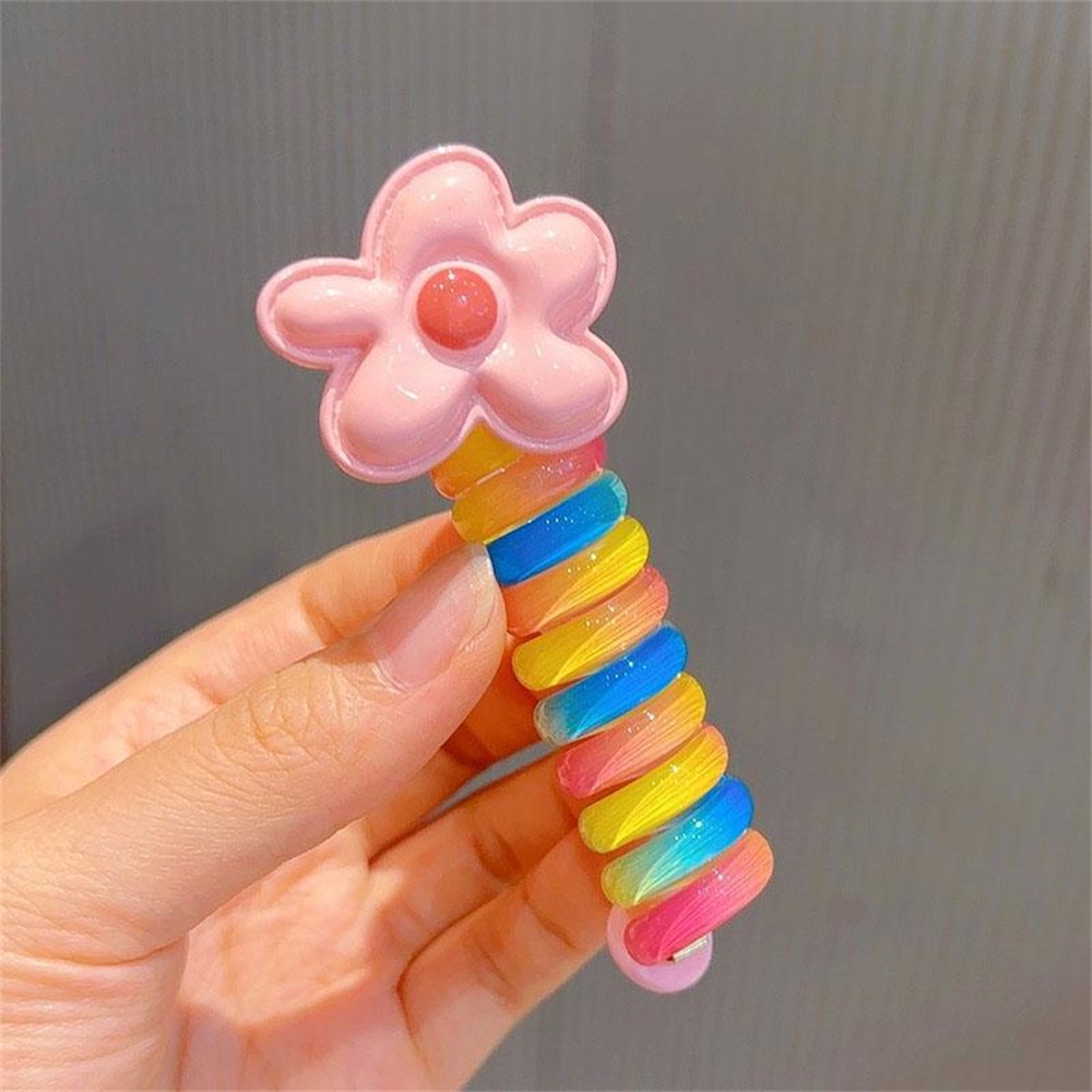 Set 2 Băng Đô Cài Tóc Đuôi Ngựa Cao Hình Hoa Hướng Dương Mặt Cười Màu Kẹo Dễ Thương Cho Nữ