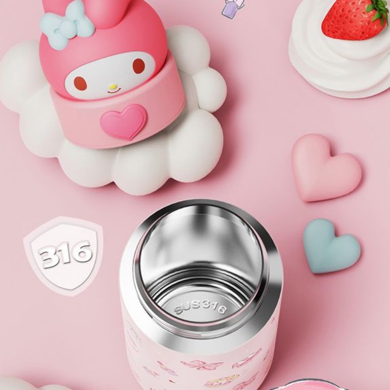 Bình Nước Giữ Nhiệt 350ml sanio Bằng Thép Không Gỉ 316 Họa Tiết ultraman Hoạt Hình Dễ Thương Cho Học Sinh