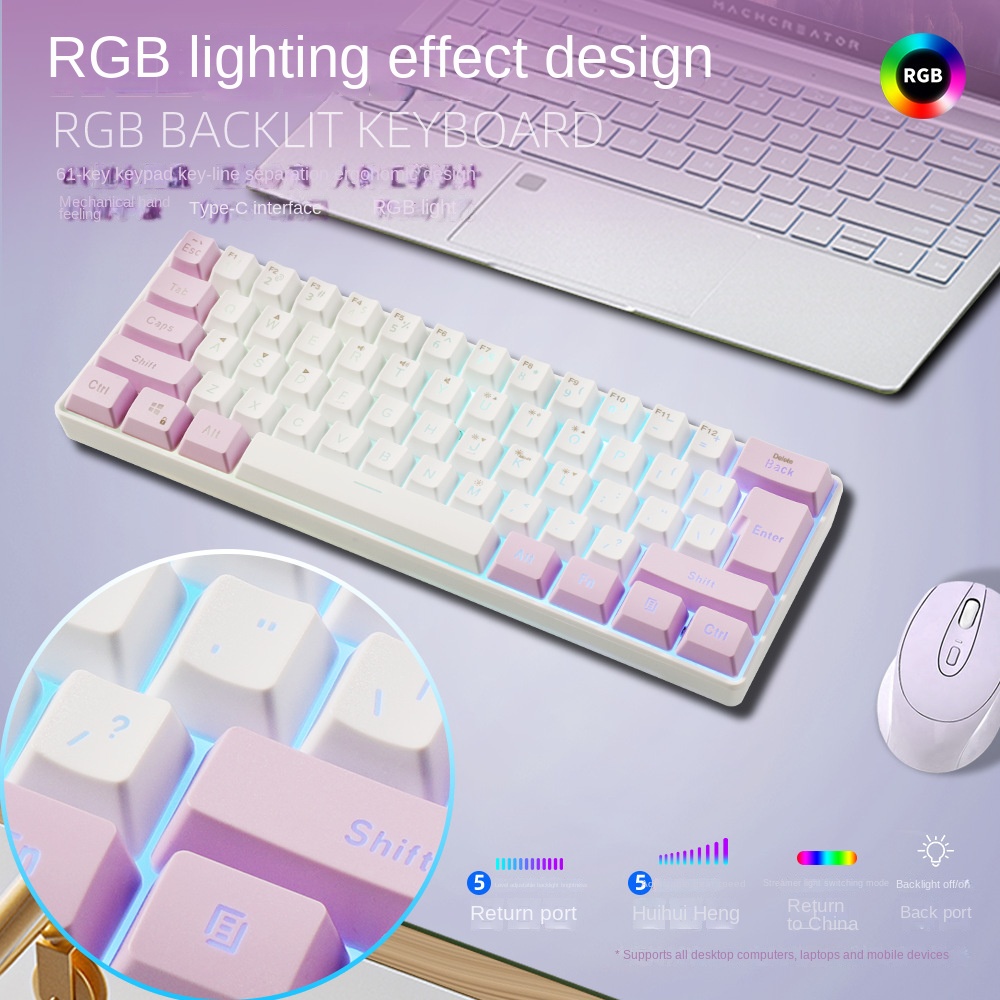 Bàn Phím Cơ 61 Phím k401 Nhiều Màu Sắc Dành Cho game Thủ Công