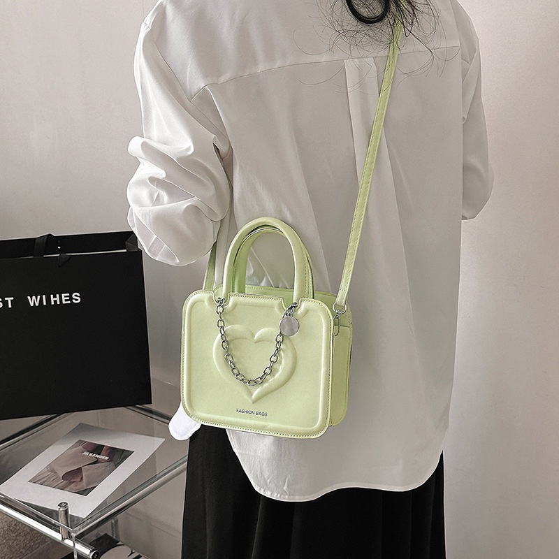 Túi đeo chéo SUPERCUTE mini hình vuông in họa tiết trái tim phong cách Nhật Bản