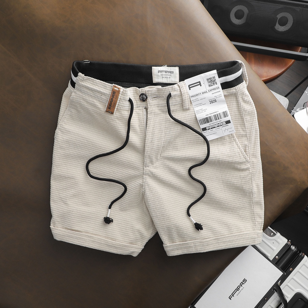 Quần Shorts Nam Chất Vải Pique Lưng Thun Dây Rút Lino ss2 FAPAS