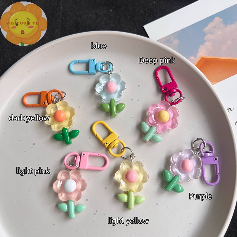 Vastji Móc Chìa Khóa Trong Suốt Hình Hoa Nhiều Màu Dễ Thương vn