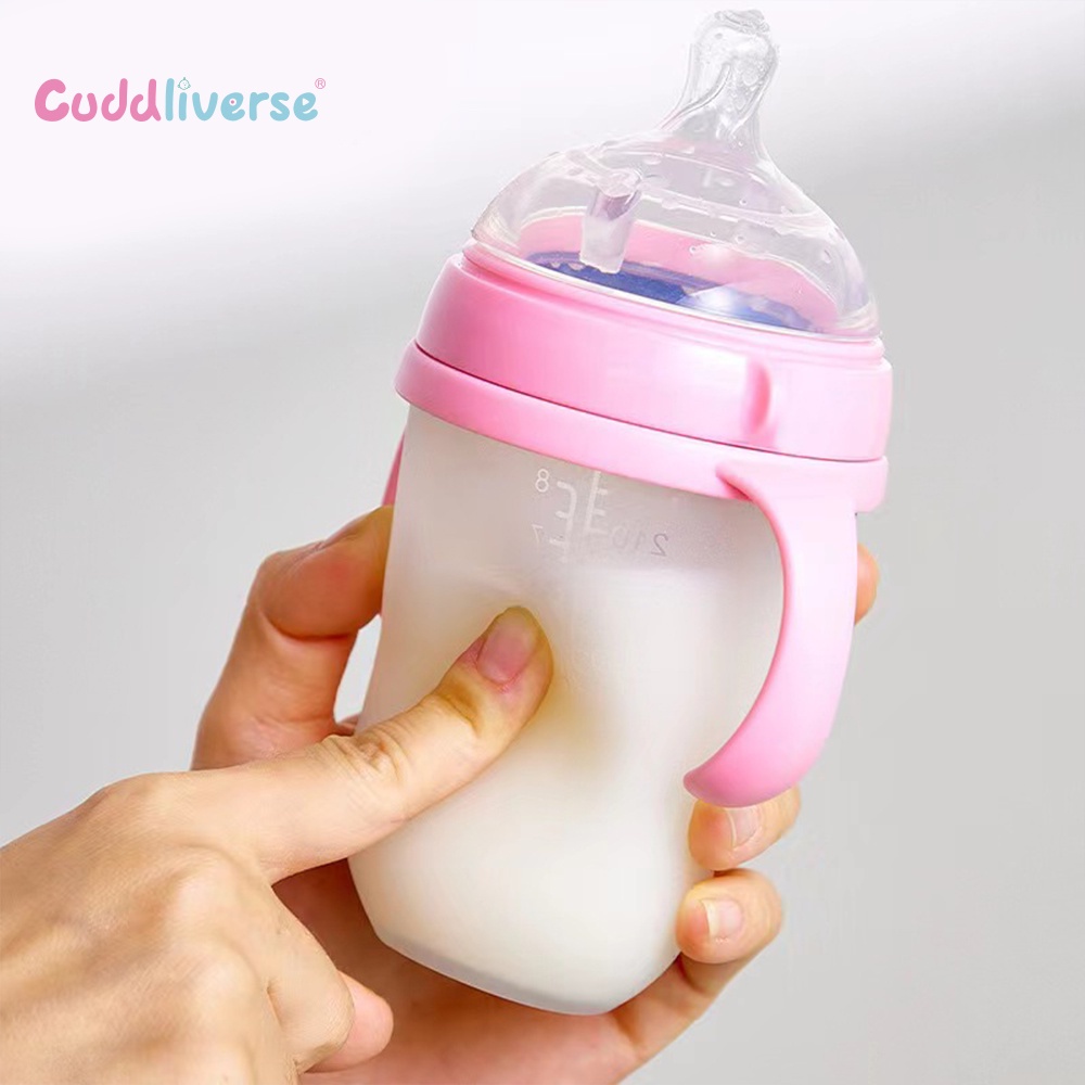 Bình Sữa Có Tay Cầm Và Ống Hút Bằng silicone An Toàn Dành Cho Trẻ