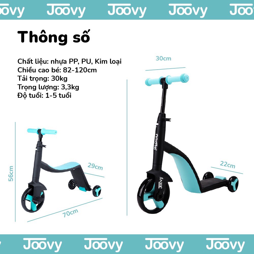 Xe trượt Scooter kiêm chòi chân - cân bằng - 3 bánh cho cho bé 3 trong 1 JOOVY , chính hãng