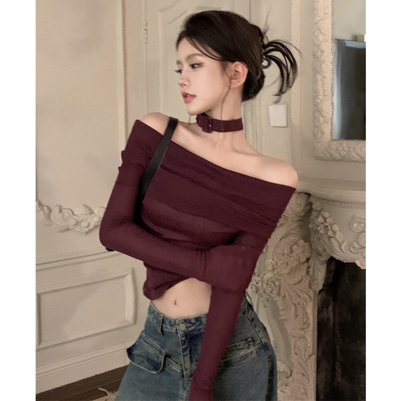 Áo Thun Tay Dài Hở Vai Quyến Rũ Cho Nữ