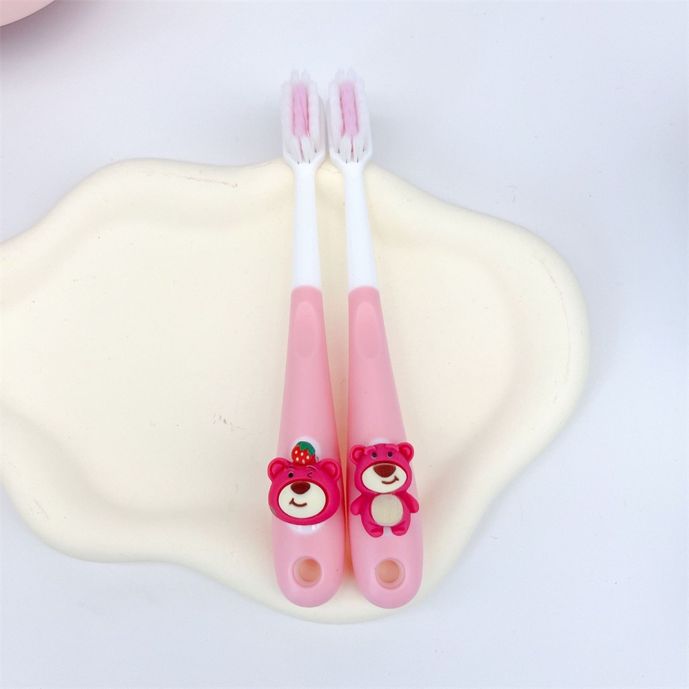 EELHOE Gấu Dâu Dễ Thương Bàn Chải Đánh Răng Trẻ Em Siêu Tốt Gia Đình Vạn Tóc Hồng Hoạt Hình Lông Mềm Bàn Chải Đánh Răng miiki_vn