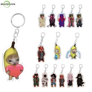 Móc khóa MÈO CHUỐI Banana Cat khóc nhè, mèo Happy Cat trang trí balo, chìa khóa dễ thương cute Mèo
