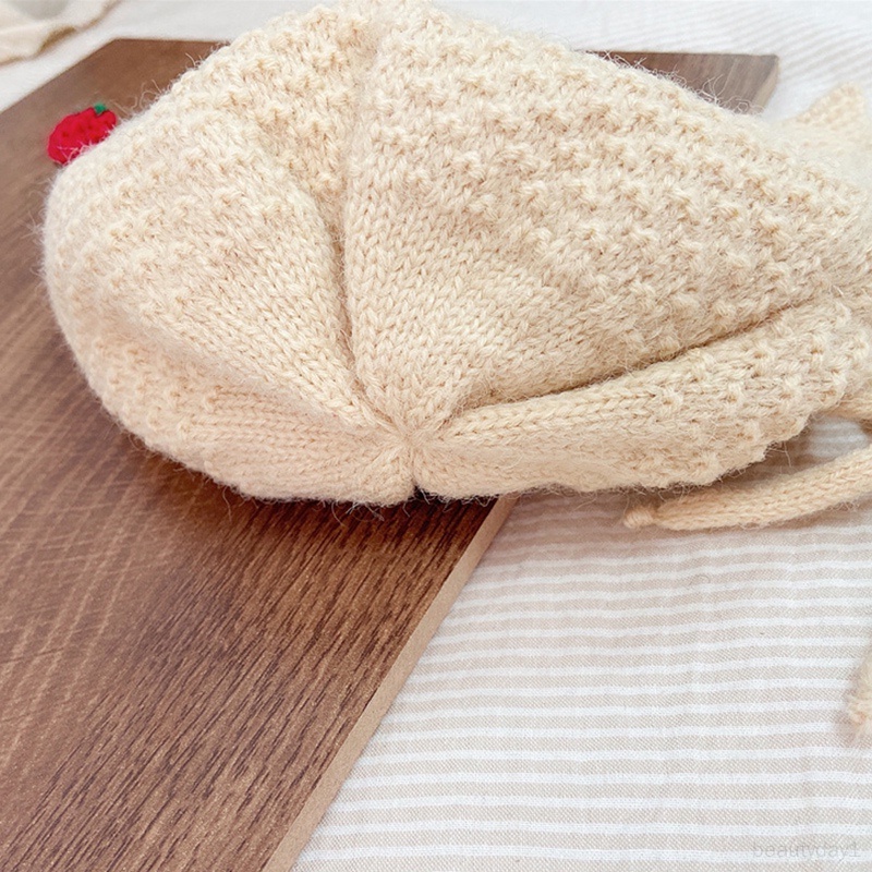 Mũ Dệt Kim cotton Co Giãn Họa Tiết Dâu Tây Ấm Áp Cho Bé