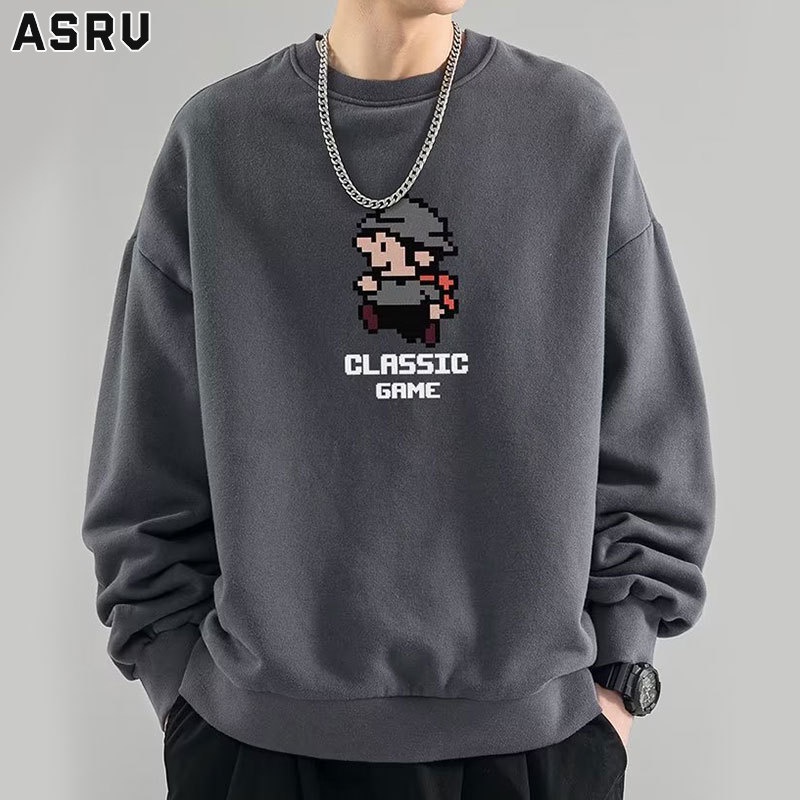 Asrv Áo Sweater Tay Dài Cổ Tròn In Hình Thời Trang Xuân Thu Cao Cấp Phong Cách Nhật Bản Cho Nam