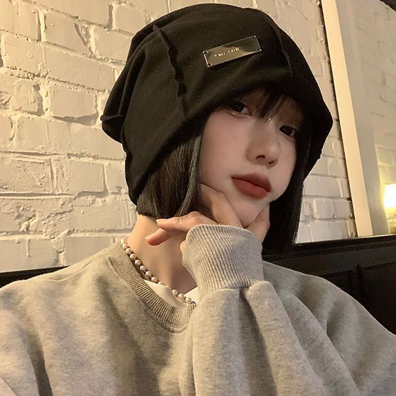 Mũ beanie cotton Mềm Mại Thoáng Khí Màu Trơn In Chữ Phong Cách hip hop Đường Phố Cho Nam Nữ