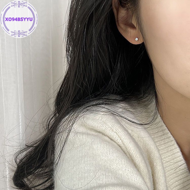 Xo94bsyu 1 Cặp Khuyên Tai 3 / 4 / 5mm Bằng Thép Không Gỉ Đính Đá zircon Pha Lê Dành Cho Nữ vn