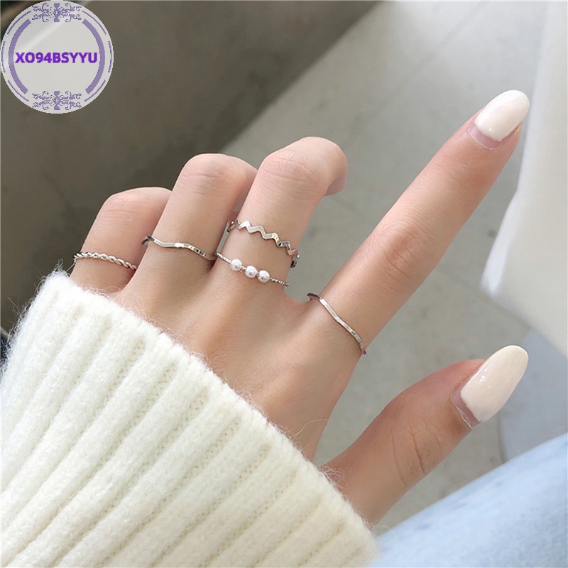 Xo94bsyu set 5 Nhẫn Hở Kim Loại Thời Trang Cho Nữ vn