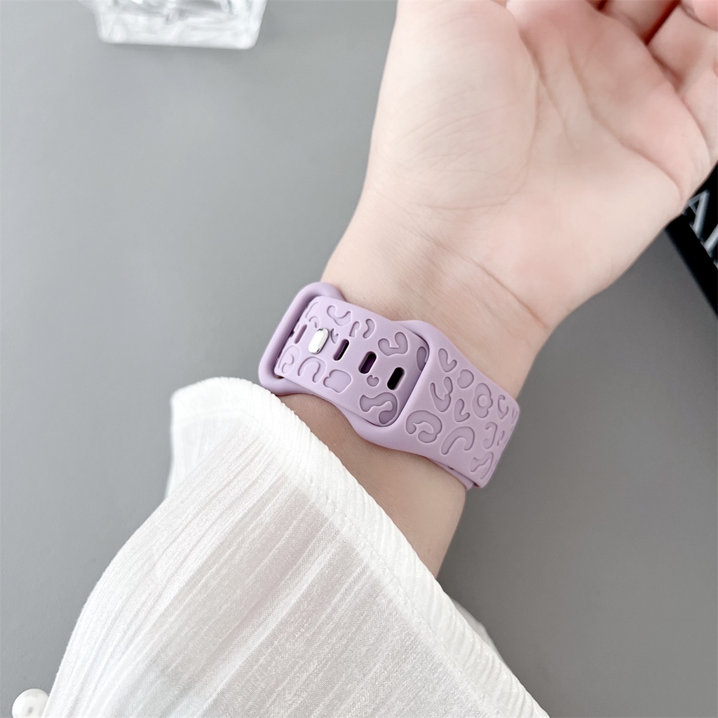 Dây Đeo Đồng Hồ 20 / 22mm Bằng Silicon Họa Tiết Da Báo Cho samsung galaxy watch 6 5 4 40 / 44mm 5 pro 45mm 6 classic 43mm