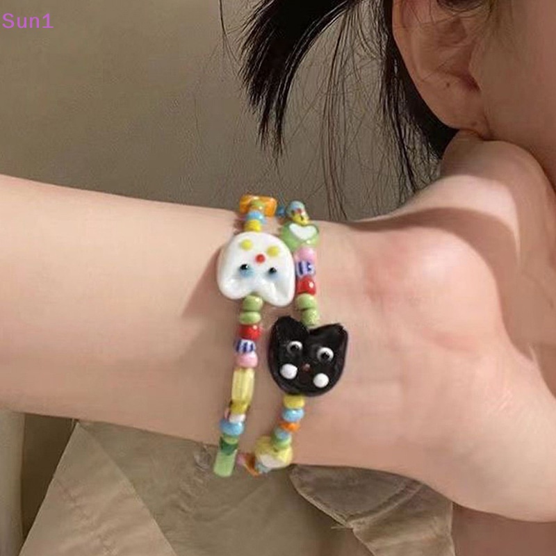 Sun1 > Vòng Tay Chuỗi Hạt Mặt Hình Mèo Hoạt Hình Dễ Thương Thời Trang Mùa Hè Cho Nữ