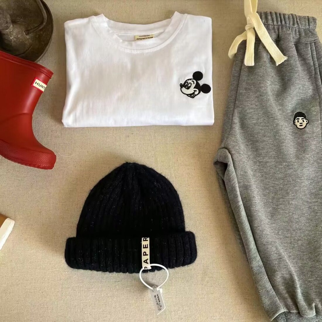 Áo Thun cotton Tay Dài Kẻ Sọc Thêu Họa Tiết Hoạt Hình Thời Trang Xuân Thu 2023 Cho Bé