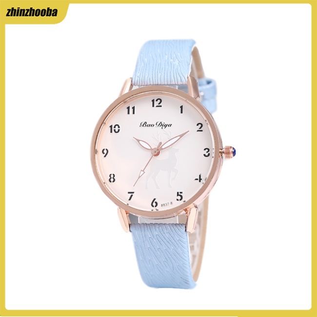 Fs Đồng Hồ Nữ Dây Da Mặt Hình Con Nai Đơn Giản