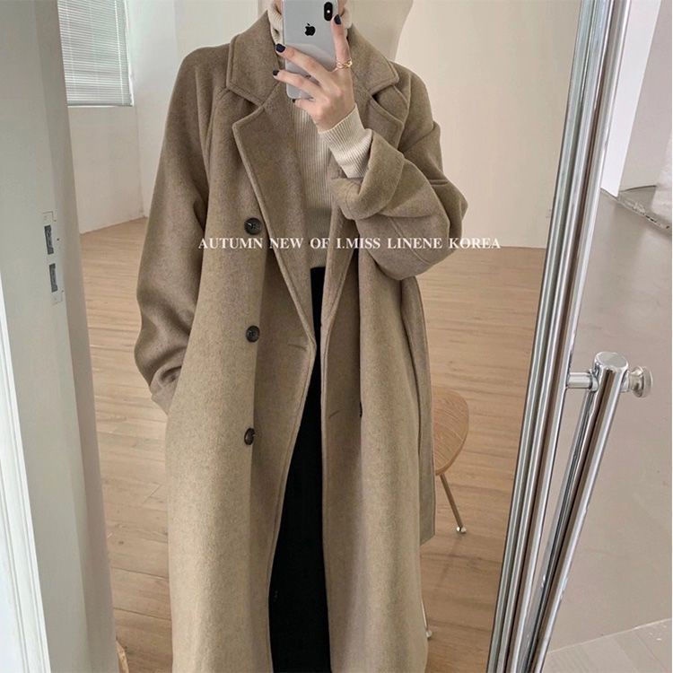 Áo Khoác Len Dày Dặn Dáng Rộng Phong Cách hepburn Thời Trang Thu Đông 2023 Mới