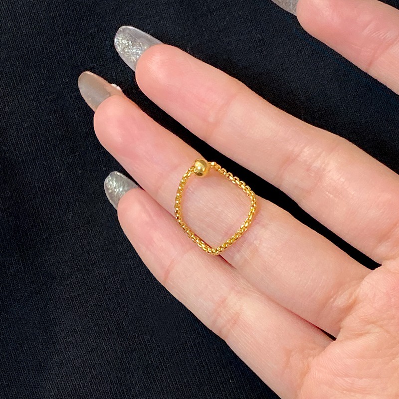 Thời Trang Nhẫn Mạ Vàng 18k Đính Hạt May Mắn Không Phai Màu Đơn Giản Cho Nữ