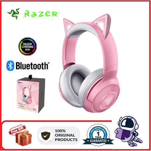 Razer Kraken BT Kitty Edition wireless Bluetooth headset, 40mm driver, cool RGB lighting effects, wireless gaming headset