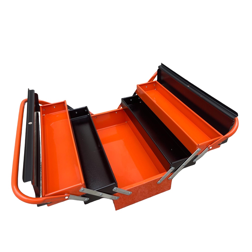 Thùng đồ nghề sắt 3 tầng 5 ngăn 17 inch 20x20x42cm màu cam