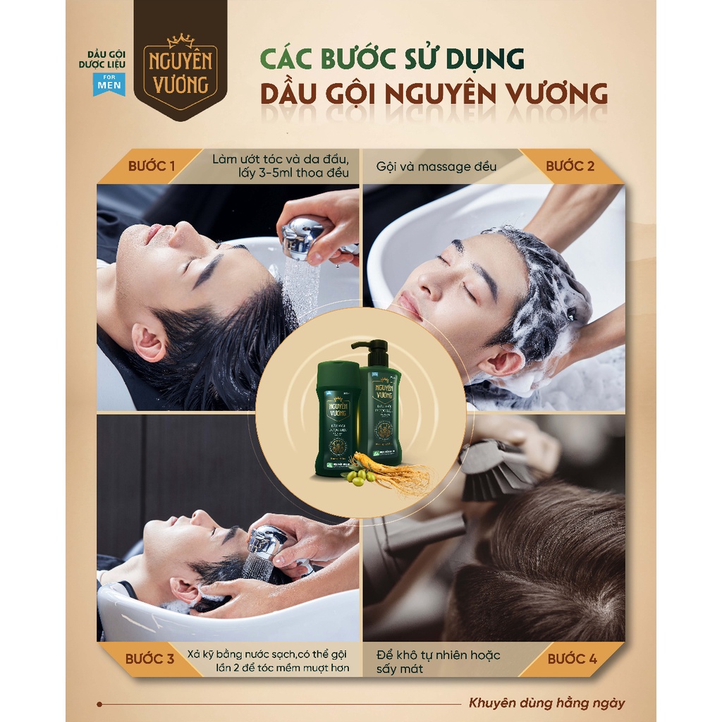 Dầu gội dược liệu Nguyên Vương dành cho nam chai 180ml - Hương Lịch Lãm