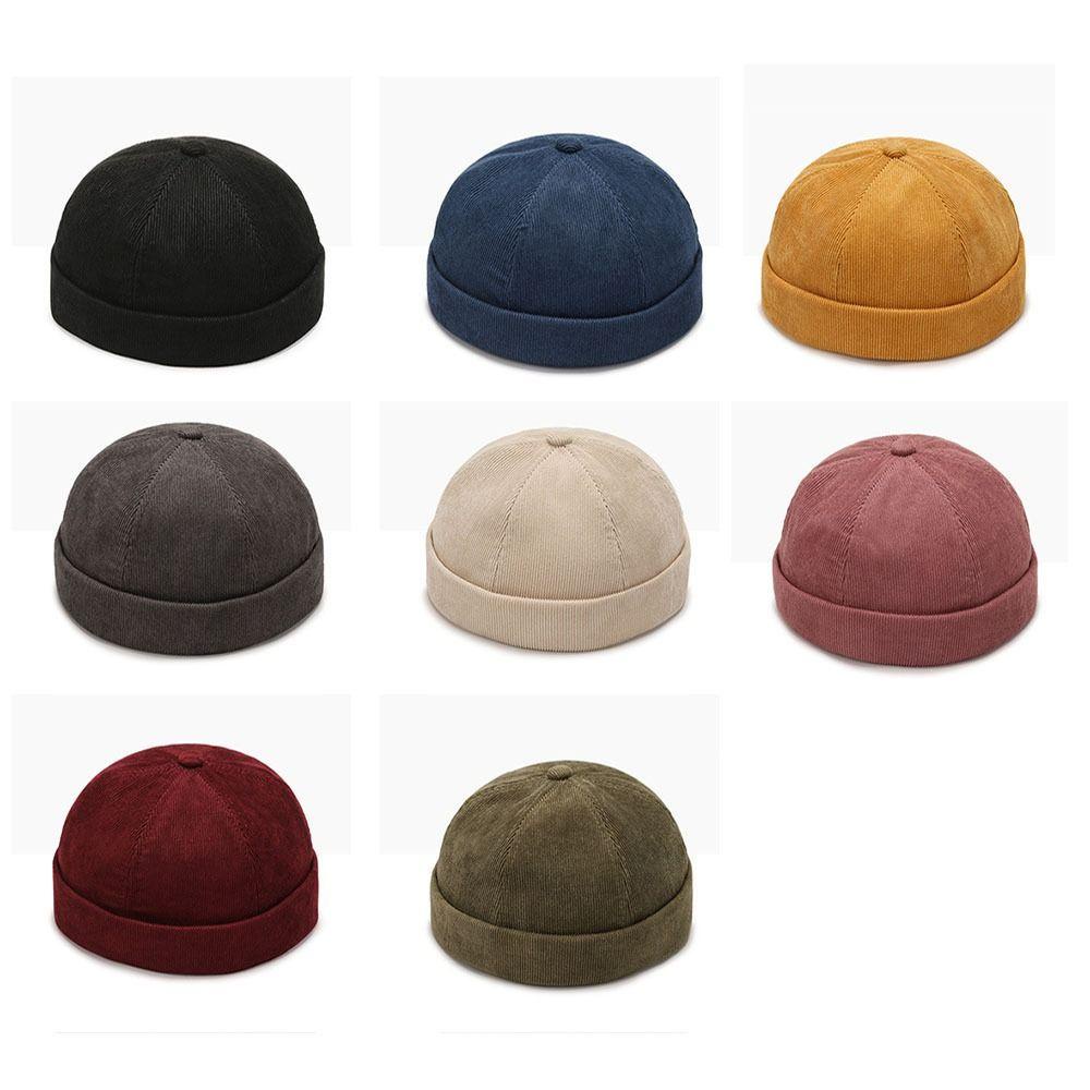 Mihan1 Mũ cotton Tròn Màu Trơn Phong Cách Hiphop unisex