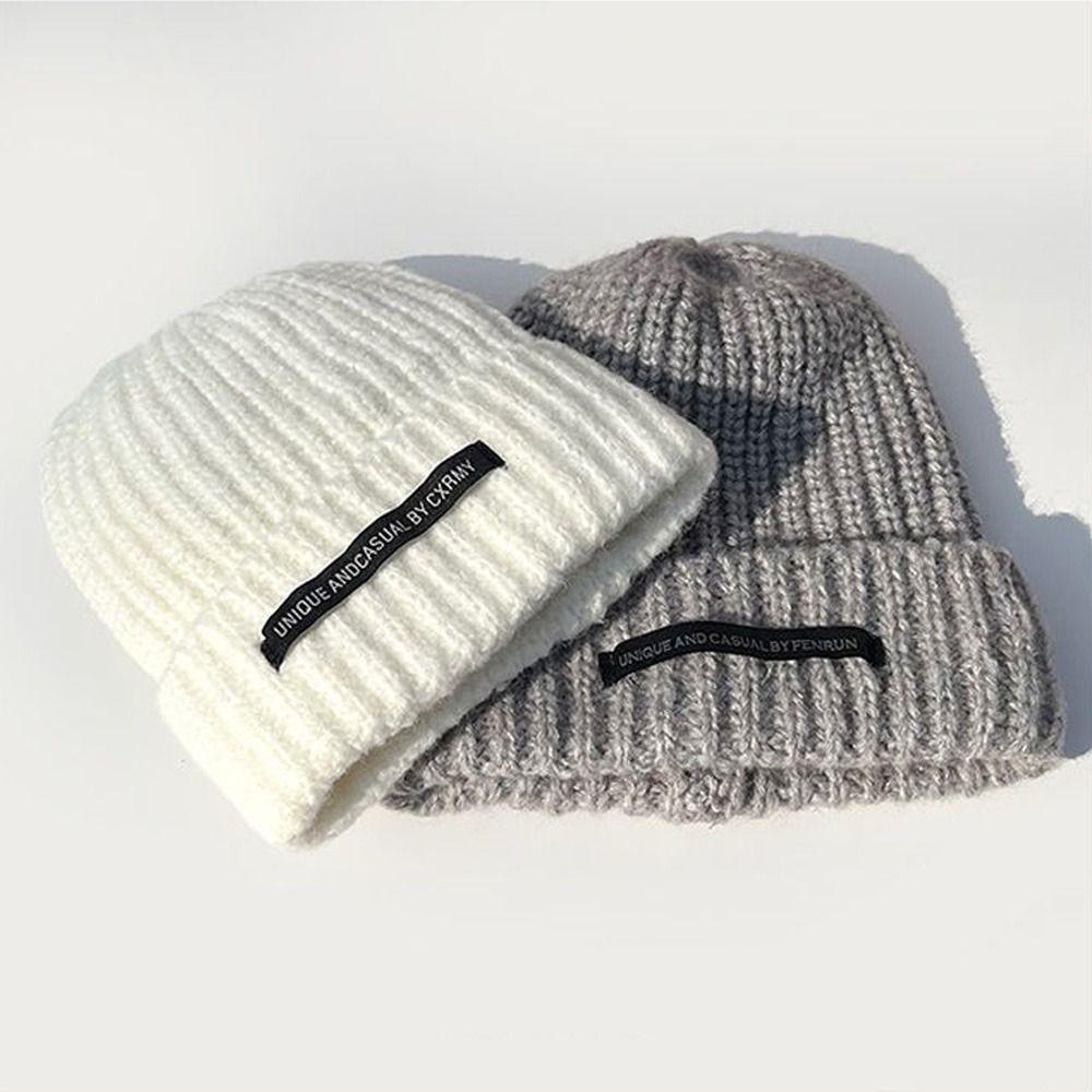 Mihan1 Mũ Len Màu Trơn Mềm Mại Giữ Ấm Mùa Đông Cho Nam Nữ