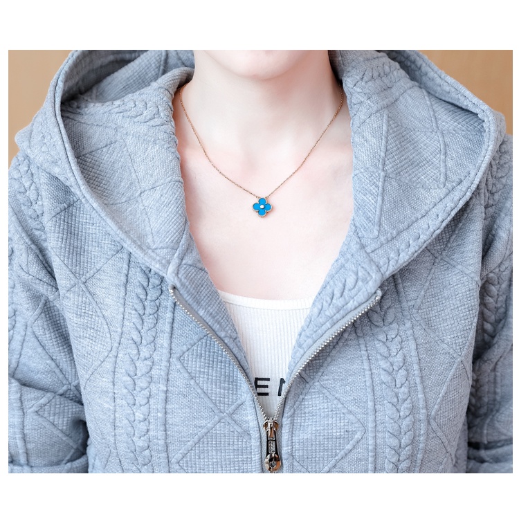 Áo Khoác sweater Ngắn Có Mũ Trùm Phối Khóa Kéo Thời Trang Thu Đông 2023