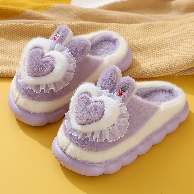 Dép Bông Đi Trong Nhà Hình Trái Tim Thời Trang Thu Đông