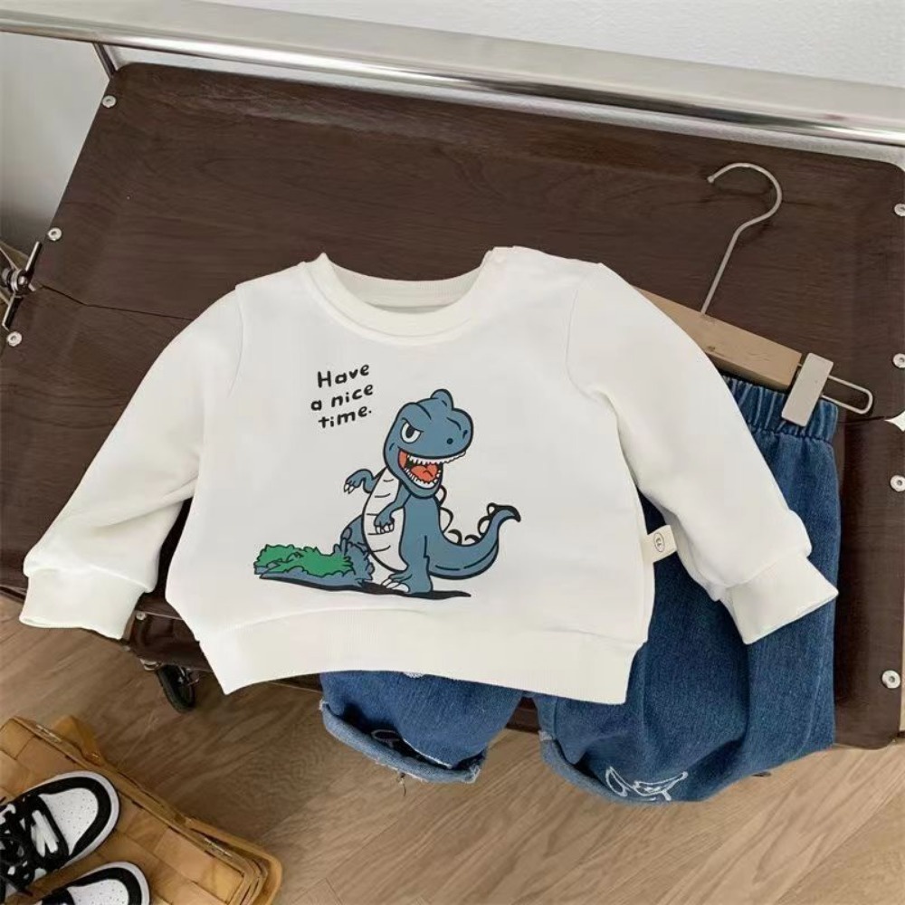 Áo Khoác Chui Đầu Tay Dài Không Nút In Hoạt Hình Dễ Thương Thời Trang Thu Đông Cho Bé Trai