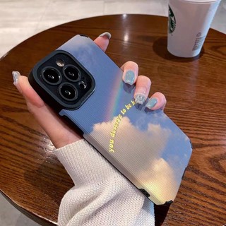 Thích hợp cho Iphone 11Pro max 14 PRO MAX 11 12 / 13 / 15 / 16 / 17pro / 7 / 8plus XR Xmax Blue Sky Rainbow Vỏ mềm chống sốc bằng da cừu bao gồm tất cả