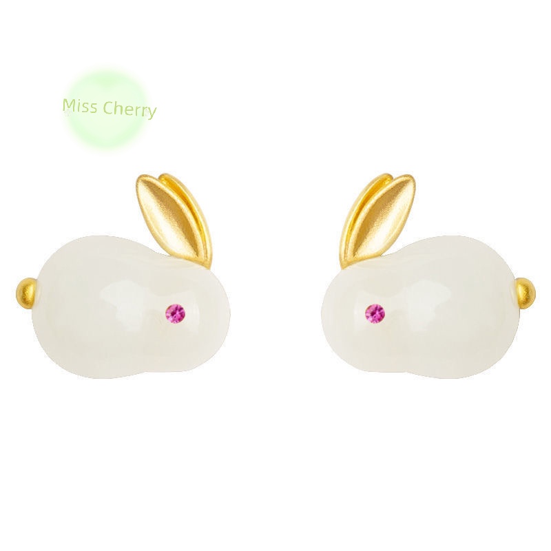 Vòng Tay Ngọc Bích Hình Thỏ Dễ Thương Đơn Giản Thời Trang Cho Nữ