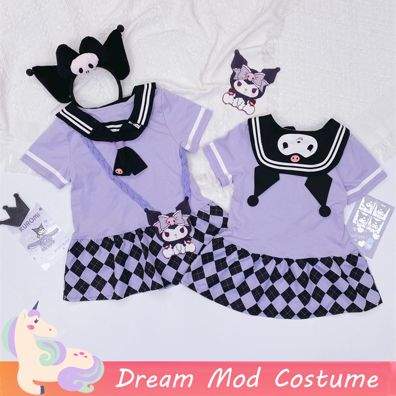 Sanrio Đầm Ngắn Tay Cổ Thủy Thủ Mặt Trăng Đáng Yêu Cho Bé Gái Dịp halloween Giáng Sinh