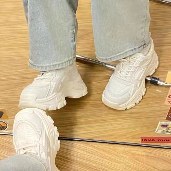 Giày Thể Thao Da pu Mũi Tròn Màu Trắng Phong Cách Hàn Quốc Cho Nữ