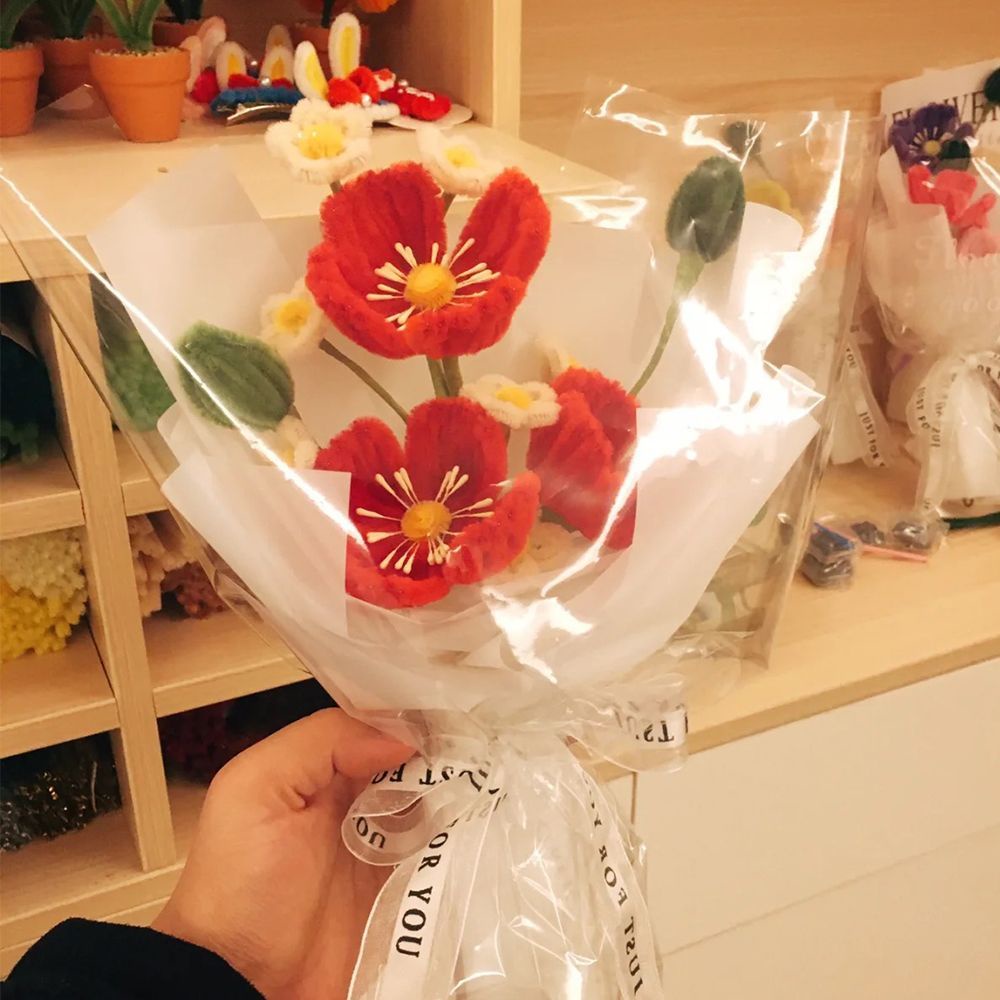 Jh Hàng Có Sẵn Bó Hoa Hồng Đan Len Thủ Công diy Làm Quà Tặng Sinh Nhật Cho Bạn Gái