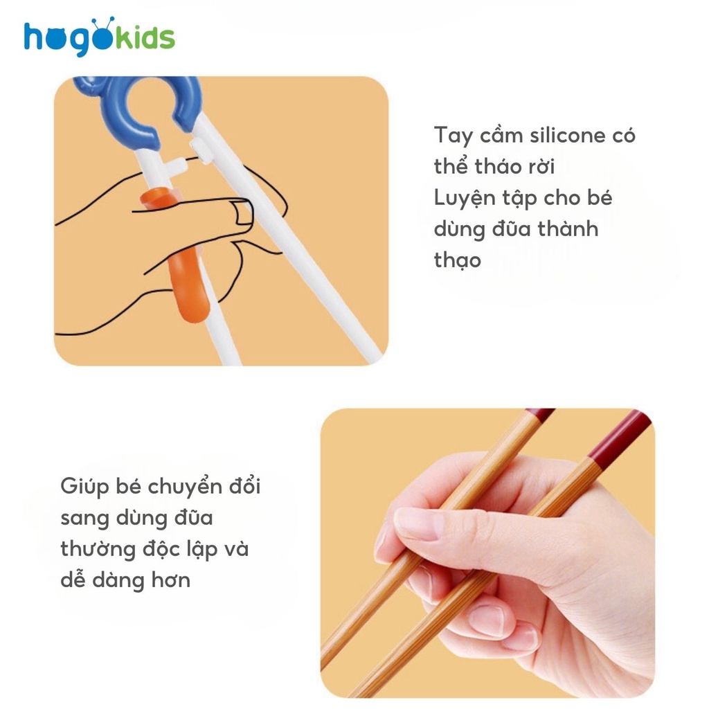 Đũa Tập Ăn Có Trợ Lực Hogokids Cho Bé Dùng Được Cả Tay Trái Và Tay Phải, Giúp Bé Gắp Thức Ăn Dễ Dàng, Kèm Hộp Đựng