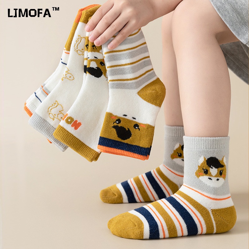 LJMOFA 5 Cặp Vớ cotton Mềm Mại Họa Tiết Cung Hoàng Đạo Hoạt Hình Đáng Yêu Dành Cho Trẻ 1-13 Tuổi