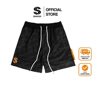 Quần đùi vải lưới đen, túi có khoá kéo - mmnf mesh short in black