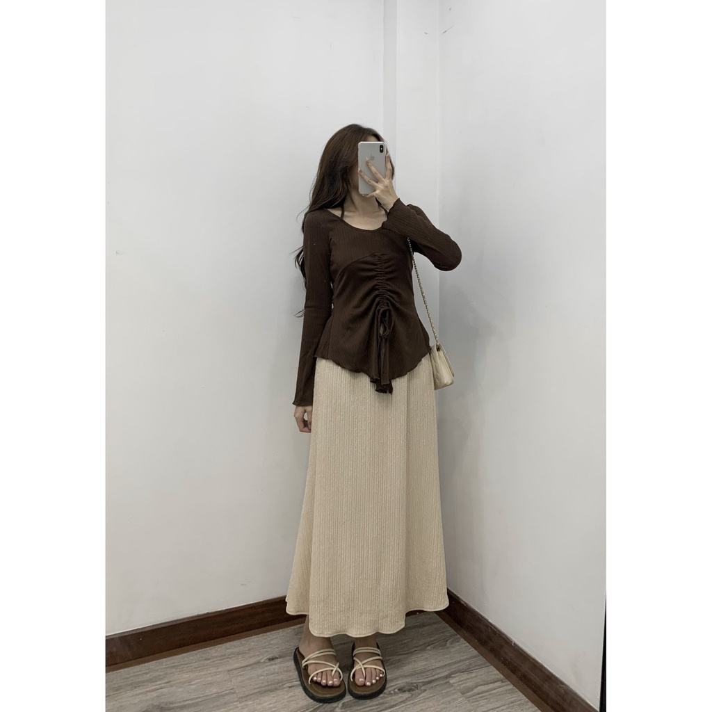 Chân váy nhăn dáng dài xoè nhẹ CV282 SUSSTORE