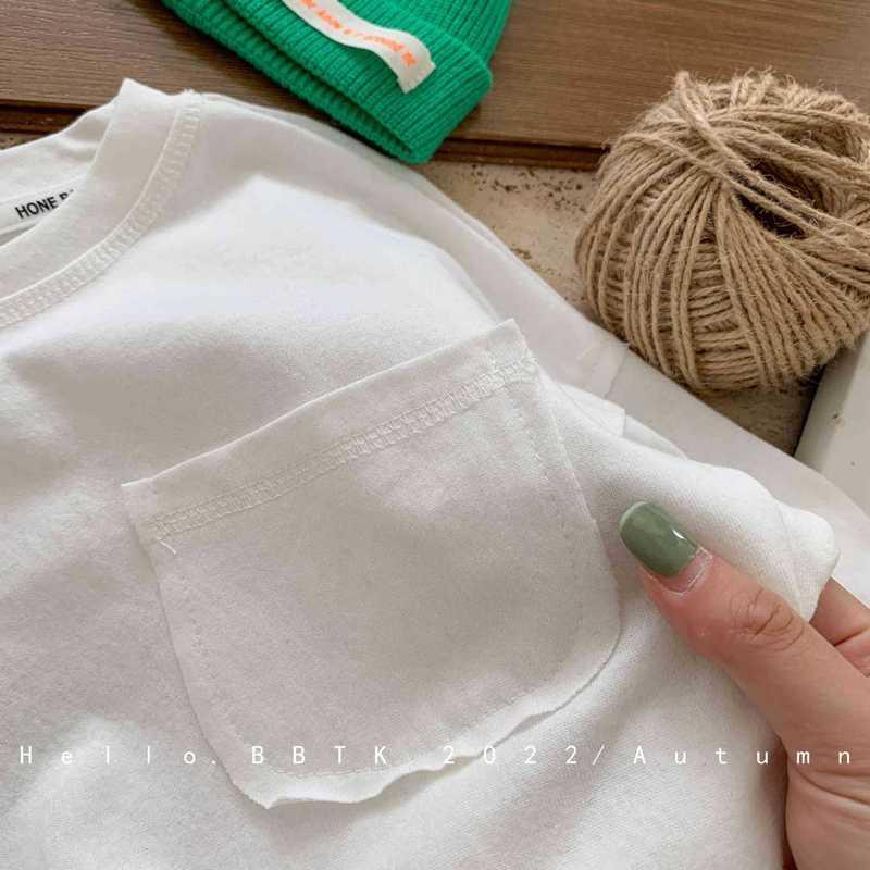 Áo Thun Tay Dài Dáng Rộng Màu Trơn Phong Cách Hàn Quốc Thời Trang Mùa Thu Mới Cho Bé Trai