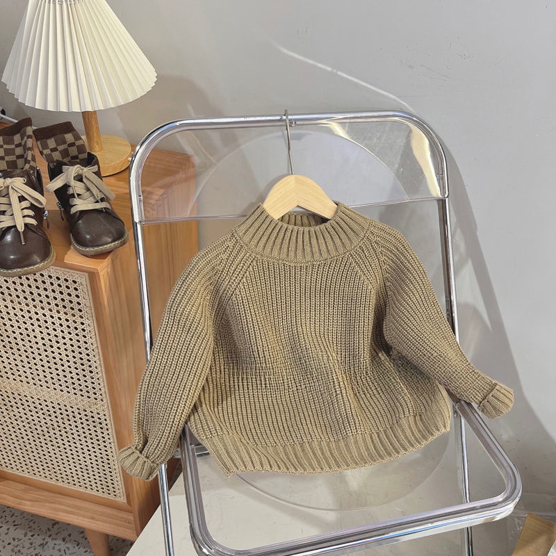 ❤Áo Dệt Kim Tay Dài Màu Trơn Phong Cách Hàn Quốc Thời Trang Mùa Thu Xinh Xắn Cho Bé Trai Và Gái