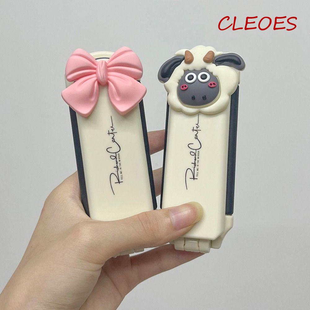 Cleoes Bộ Lược Chải Tóc mini 2 Trong 1 Chống Tĩnh Điện Có Gương Trang Điểm Gấp Gọn Tiện Lợi