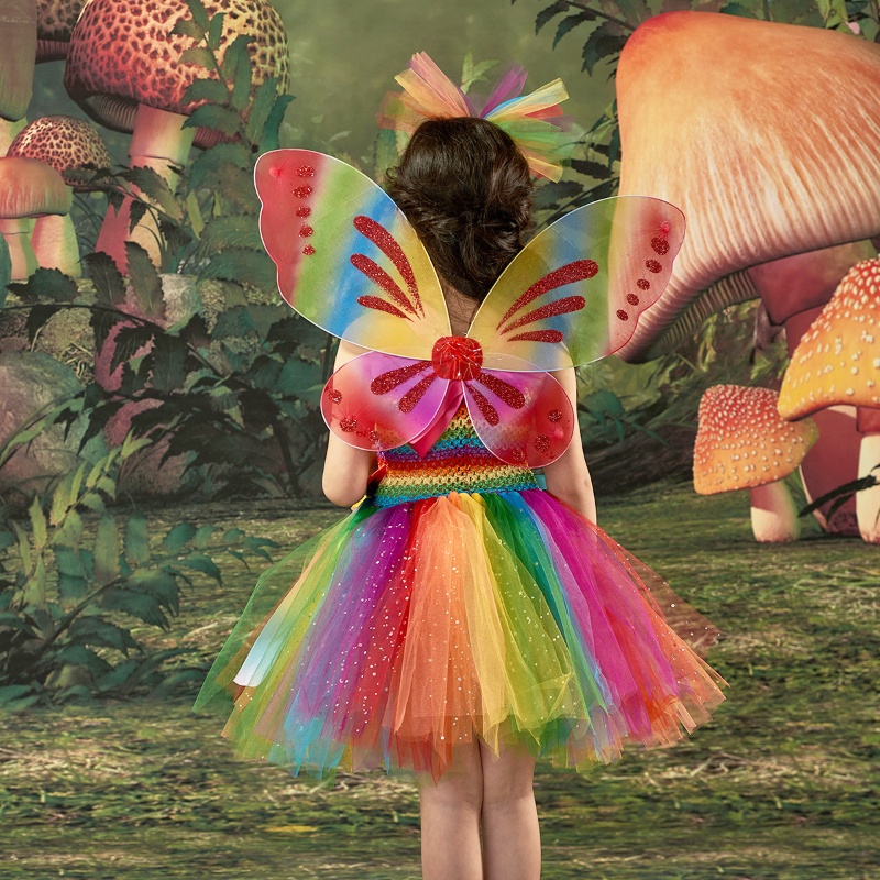 Đầm Công Chúa Cánh Bướm Màu pastel Hóa Trang halloween 2023 Cho Bé Gái