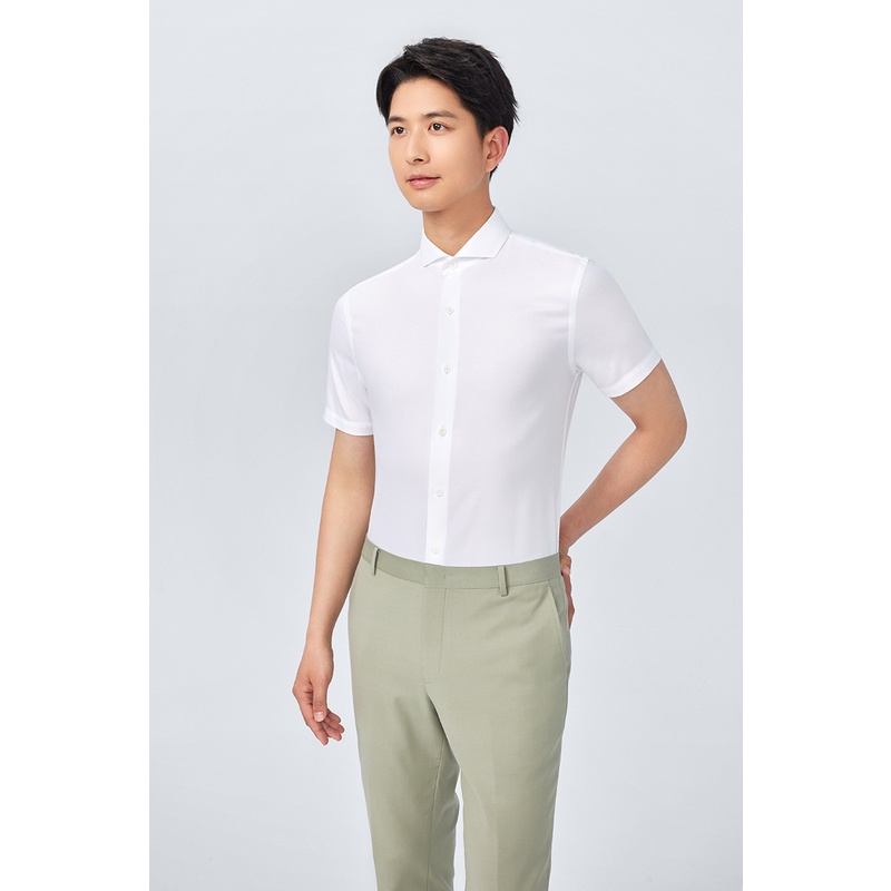 Áo sơ mi cotton cao cấp DETERMINANT ngắn tay Instant Cool màu trắng - 401