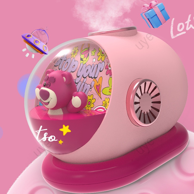 Máy Phun Sương Tạo Ẩm Không Dây Hình Gấu Và Dâu Tây Dễ Thương