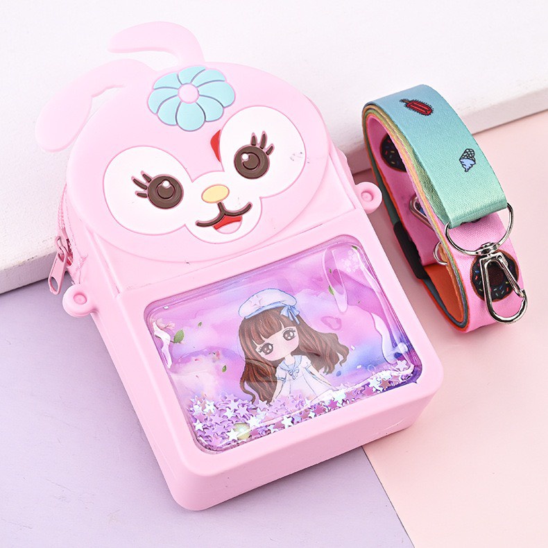 Túi xách silicon pop it kim sa hình thỏ hoa đeo chéo thời trang đựng bao bì lì xì, mỹ phẩm