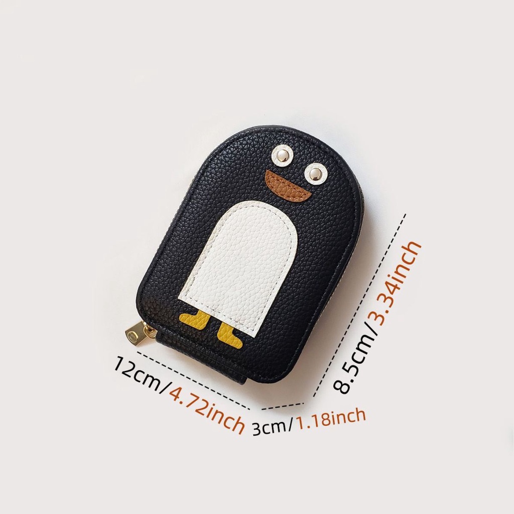 Ví Đựng Thẻ / Bằng Lái Xe Nhiều Ngăn Phối Khóa Kéo Hình Chim Cánh Cụt Dễ Thương Cho Nữ Giá Đỡ