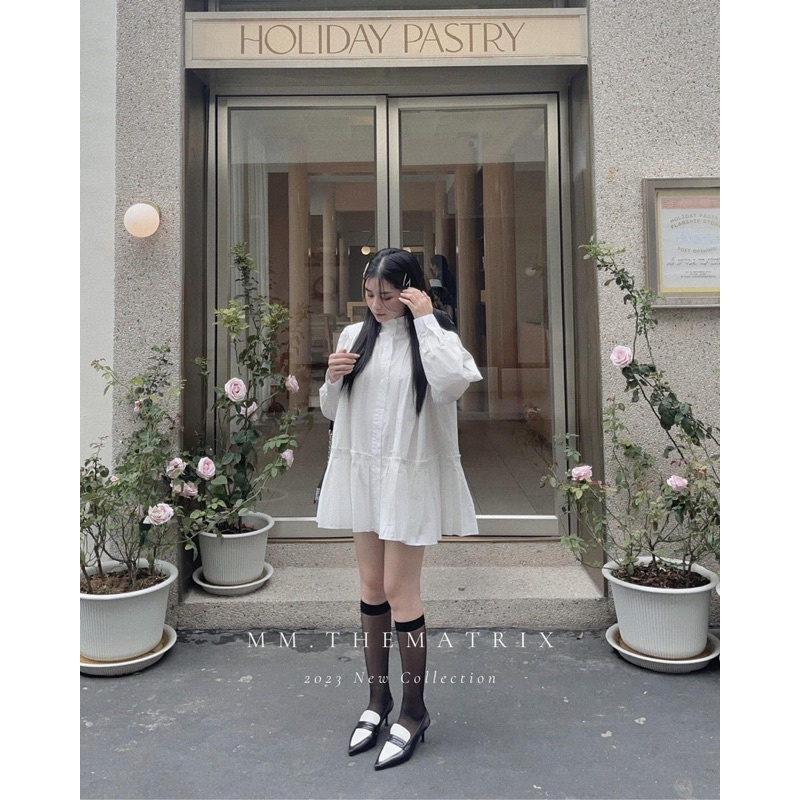 Váy Sơmi Thô Cổ Tàu Xếp Ly Dáng Babydoll Kèm Ảnh Thật Và Video Erashop