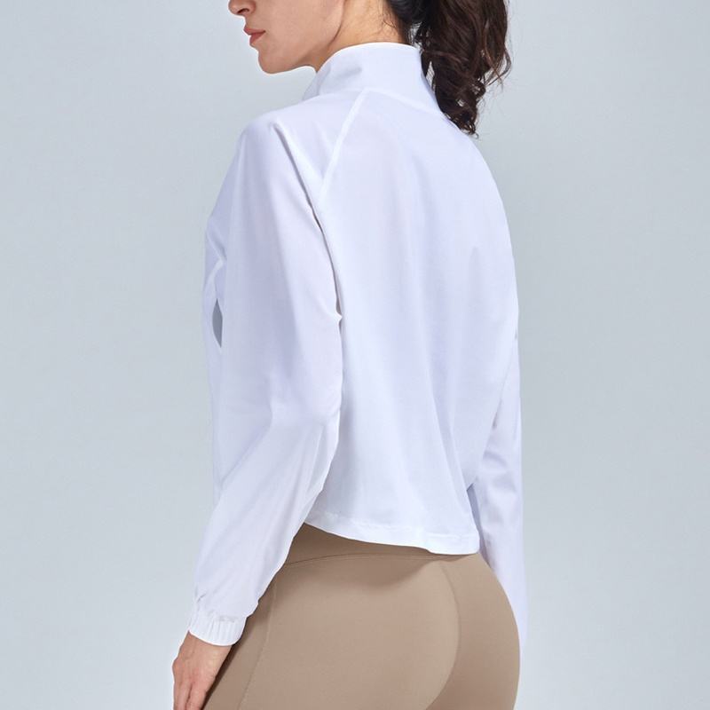 Áo Khoác Tay Dài Dáng Rộng Có Khóa Kéo Trước 2 Túi Thời Trang Chạy Bộ Cho Nữ