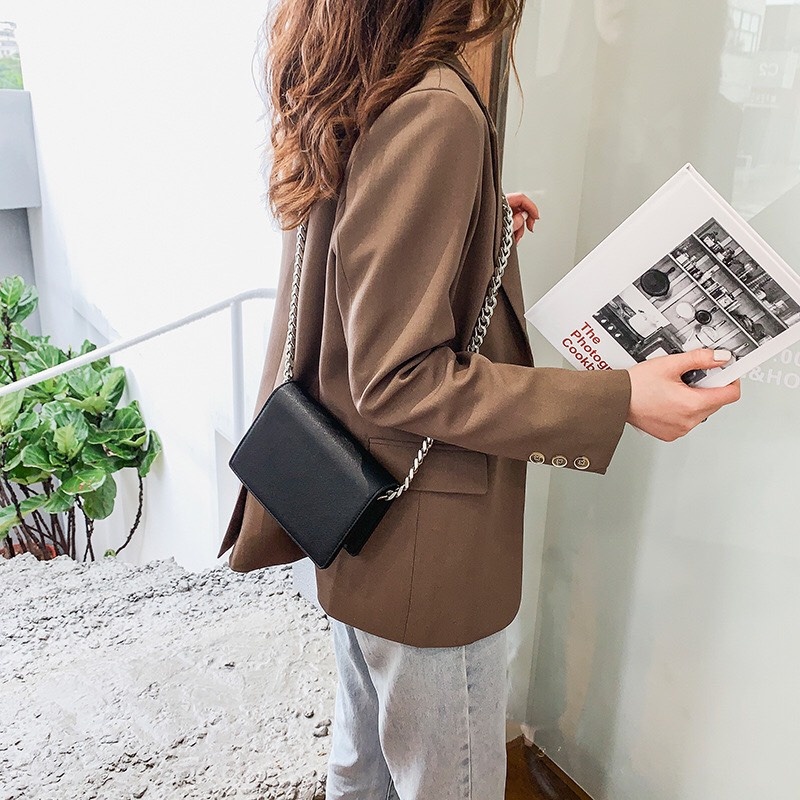 Túi đeo chéo nữ phối dây xích thời trang mã T37